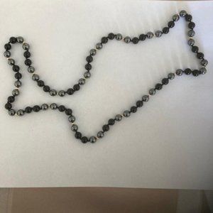 Black Onyx, Hematite and 14K Gold Ball Necklace